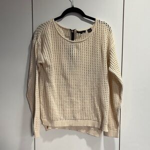 JEANNE PIERRE Cream Open-Knit Crew Neck Sweater